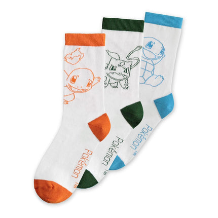 Pokemon Socks 3-Pack Charmander, Bulbasaur, Squirtle 39-42 Calzini