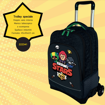 Brawl stars trolley school backpack with wheels